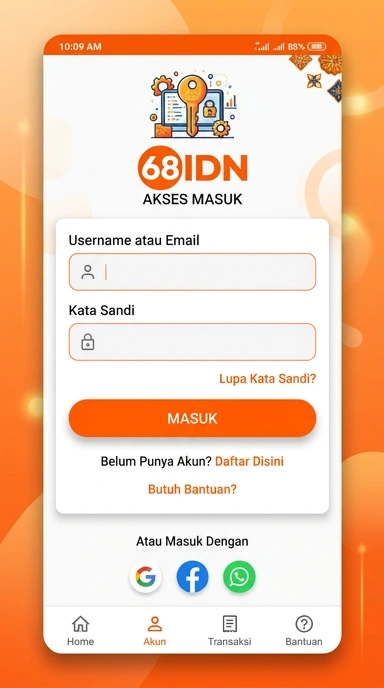 Masuk Akun 68idn untuk Pengguna Android