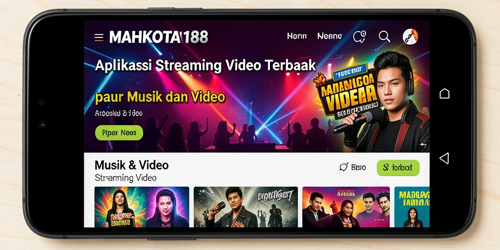Antarmuka utama MAHKOTA188 dengan fitur Streaming Video.