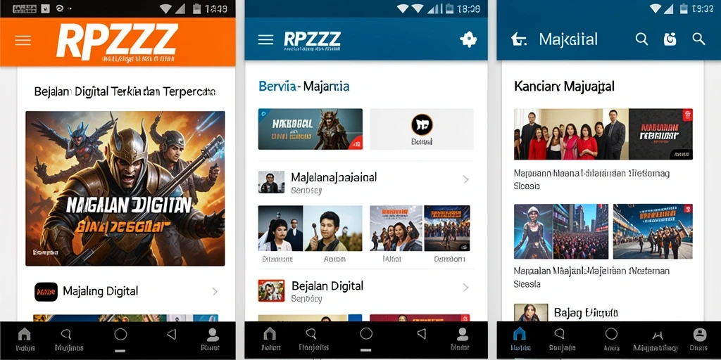 Antarmuka RPZZZ menampilkan berbagai artikel majalah digital.