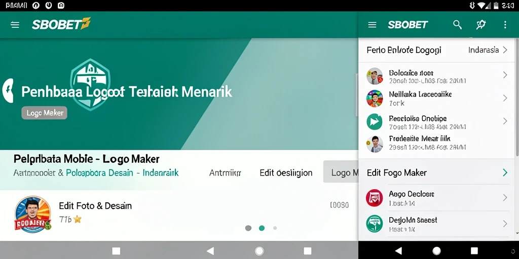 Antarmuka aplikasi SBOBET dengan fitur Logo Maker yang intuitif
