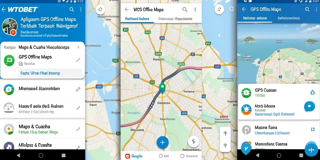 Tampilan antarmuka aplikasi GPS Offline Maps WTOBET yang intuitif.